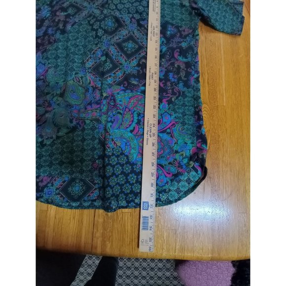 VTG X-pressions long all over floral Paisley short sleeve button down top women' - Picture 7 of 8